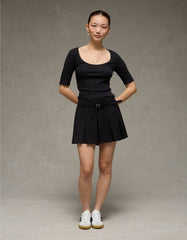 AE It Knit Low-Rise Belted Pleated Skort