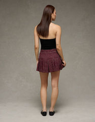 AE It Knit Low-Rise Pleated Plaid Skort