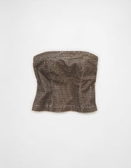 AE Plaid Corduroy Tube Top