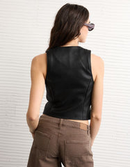 AE Vegan Leather Square Neck Waistcoat