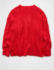AE Whoa So Soft Notch Neck Cable Sweater