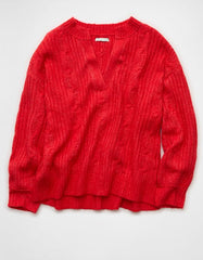 AE Whoa So Soft Notch Neck Cable Sweater