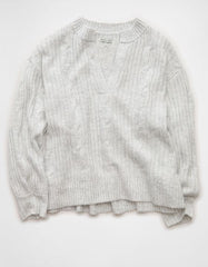 AE Whoa So Soft Notch Neck Cable Sweater