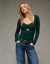 AE Long Sleeve Bow Front Bodysuit