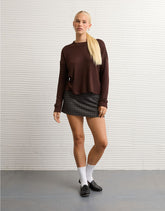 AE Long-Sleeve Waffle Plush Crew Neck Tee