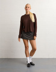 AE Long-Sleeve Waffle Plush Crew Neck Tee