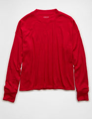 AE Long-Sleeve Waffle Plush Crew Neck Tee