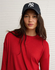 AE Long-Sleeve Waffle Plush Crew Neck Tee