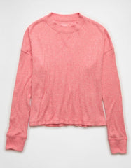 AE Long-Sleeve Waffle Plush Crew Neck Tee