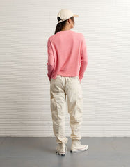 AE Long-Sleeve Waffle Plush Crew Neck Tee