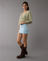 AE Next Level Low-Rise Denim Micro Skort