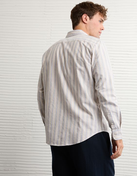 AE Everyday Slim Fit Oxford Striped Button-Up Shirt
