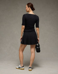 AE It Knit Low-Rise Belted Pleated Skort