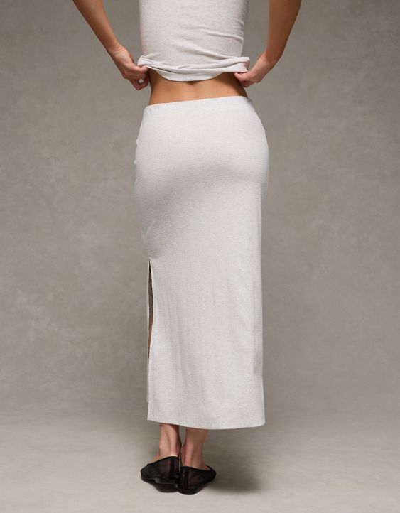 AE High-Waisted Ribbed Knit Maxi Skirt