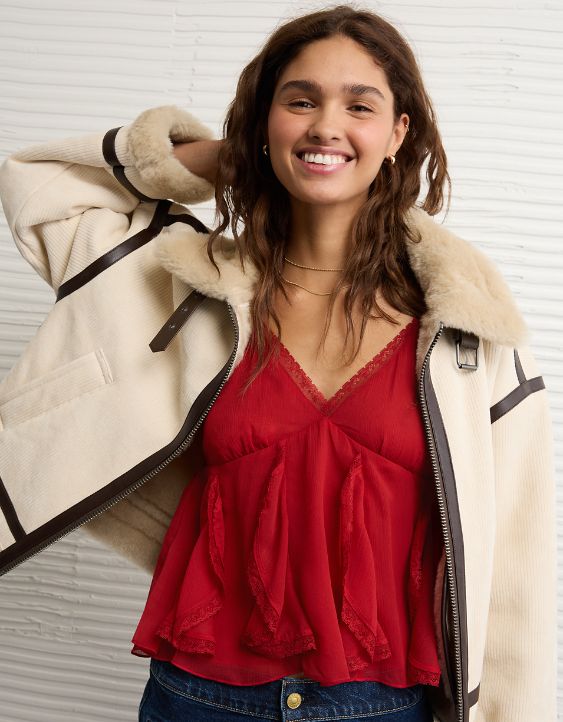 AE V-Neck Ruffle Cami Top