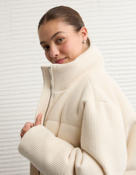 AE Cropped Sweater Puffer Jacket