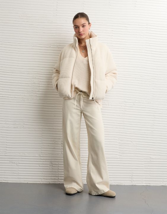 AE Cropped Sweater Puffer Jacket