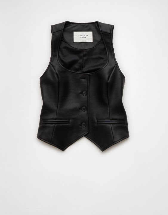 AE Vegan Leather Square Neck Waistcoat