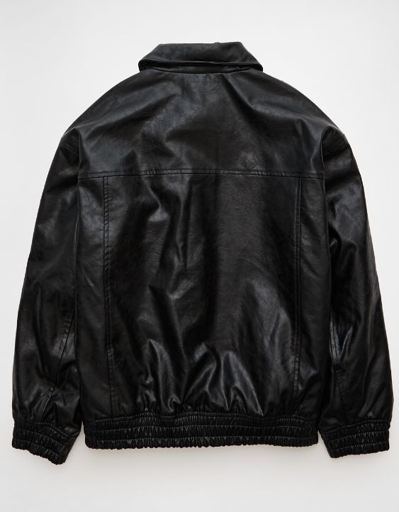 AE Oversized Vegan Leather Bomber Jacket