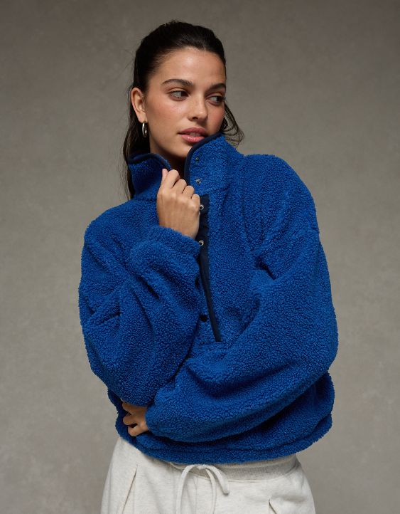 AE Relaxed Sherpa Fleece Henley Sweatshirt