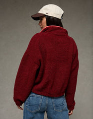AE Relaxed Sherpa Fleece Henley Sweatshirt