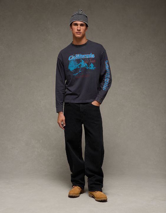 AE Boxy Long Sleeve Destination Graphic T-Shirt