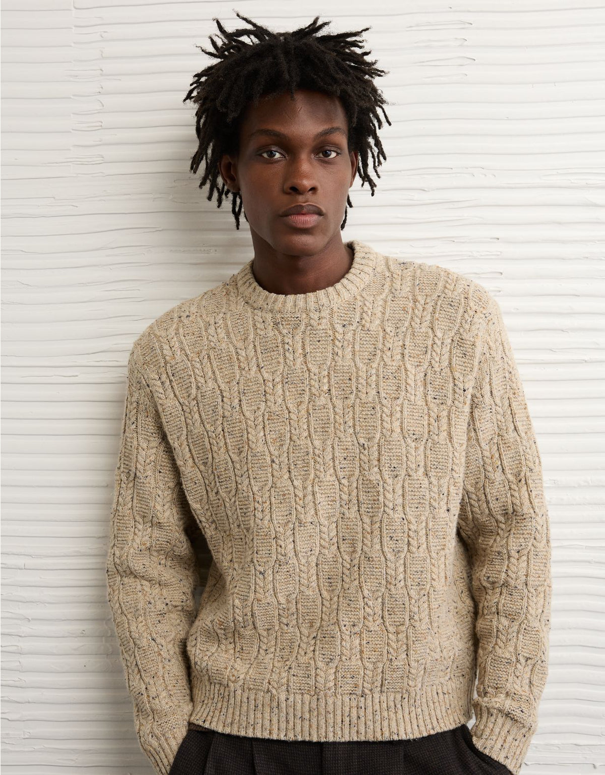AE Cable Knit Crew Neck Sweater
