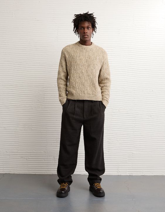 AE Cable Knit Crew Neck Sweater