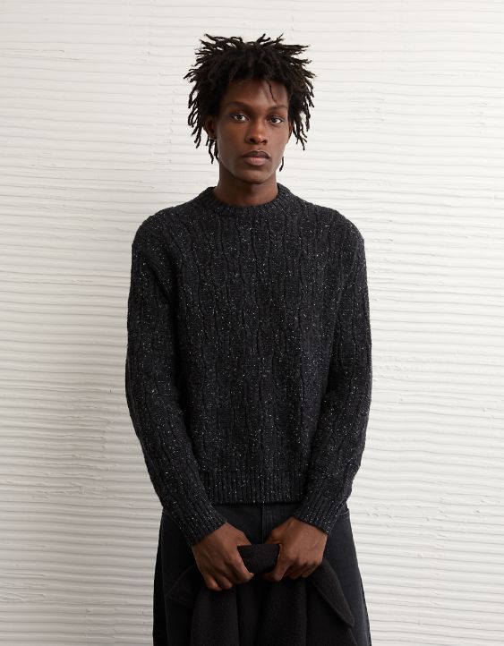 AE Cable Knit Crew Neck Sweater