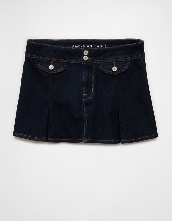 AE Stretch Low-Rise A-Line Pleated Mini Skirt