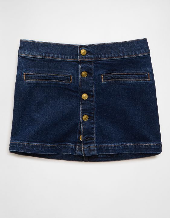 AE Stretch Low-Rise Denim Mini Skirt