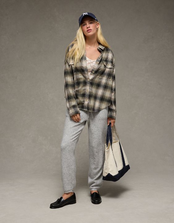 AE Plaid Button-Up Shirt