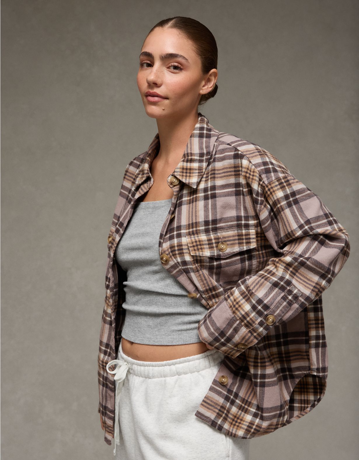 AE Plaid Button-Up Shirt