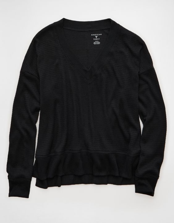 AE Long Sleeve V-Neck Plush T-Shirt