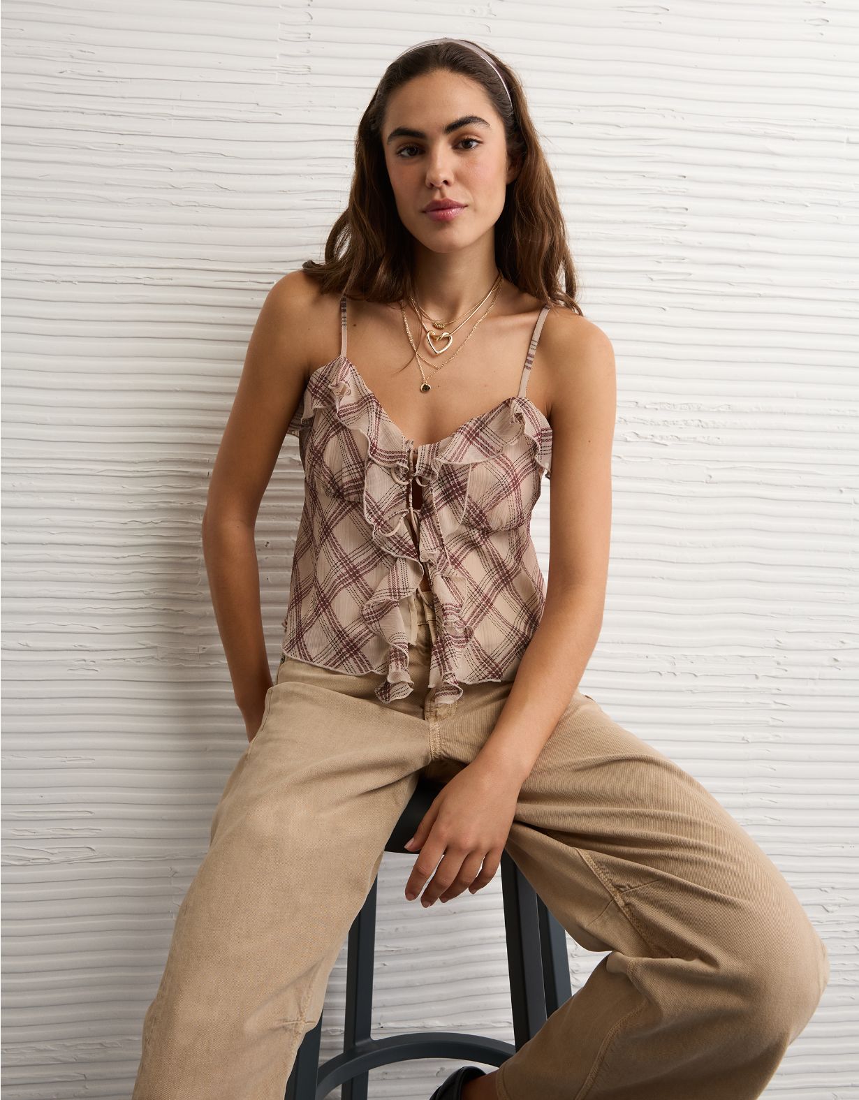 AE Ruffle Tie-Front Cami Top