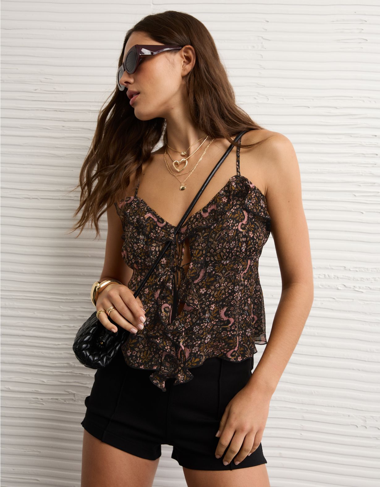 AE Ruffle Tie-Front Cami Top