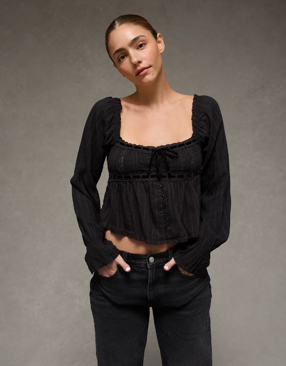 AE Long Sleeve Babydoll Blouse