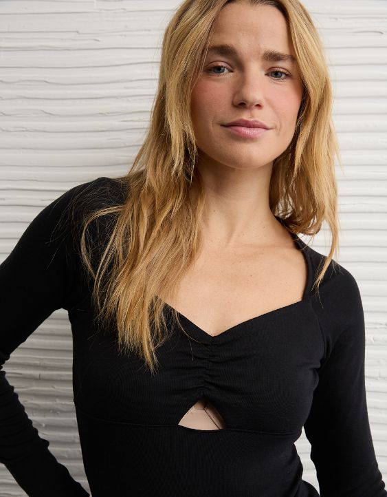 AE Long Sleeve Bow Front Bodysuit