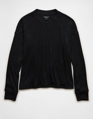 AE Long-Sleeve Waffle Plush Crew Neck Tee