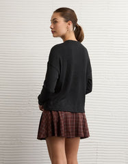 AE Long-Sleeve Waffle Plush Crew Neck Tee