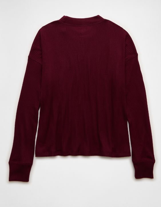 AE Long-Sleeve Waffle Plush Crew Neck Tee