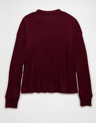 AE Long-Sleeve Waffle Plush Crew Neck Tee