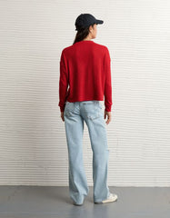 AE Long-Sleeve Waffle Plush Crew Neck Tee