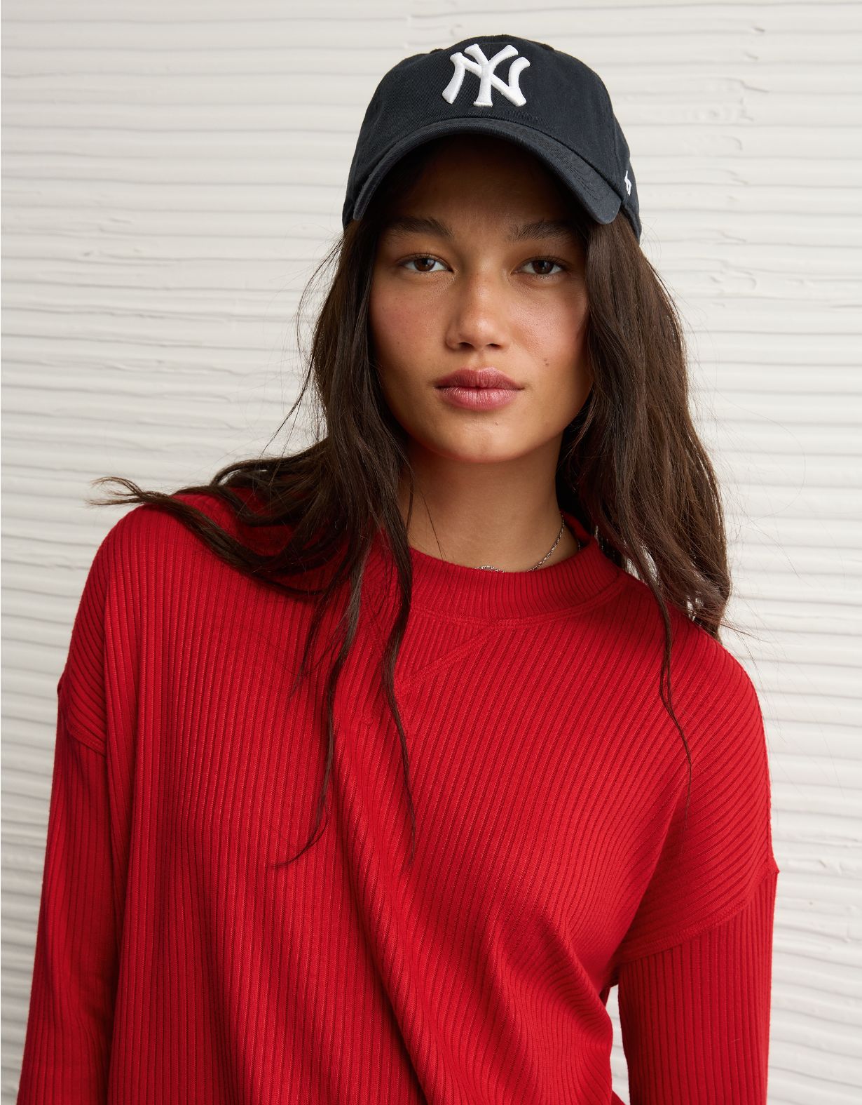 AE Long-Sleeve Waffle Plush Crew Neck Tee