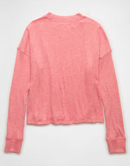 AE Long-Sleeve Waffle Plush Crew Neck Tee