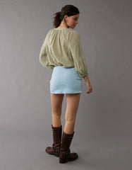 AE Next Level Low-Rise Denim Micro Skort