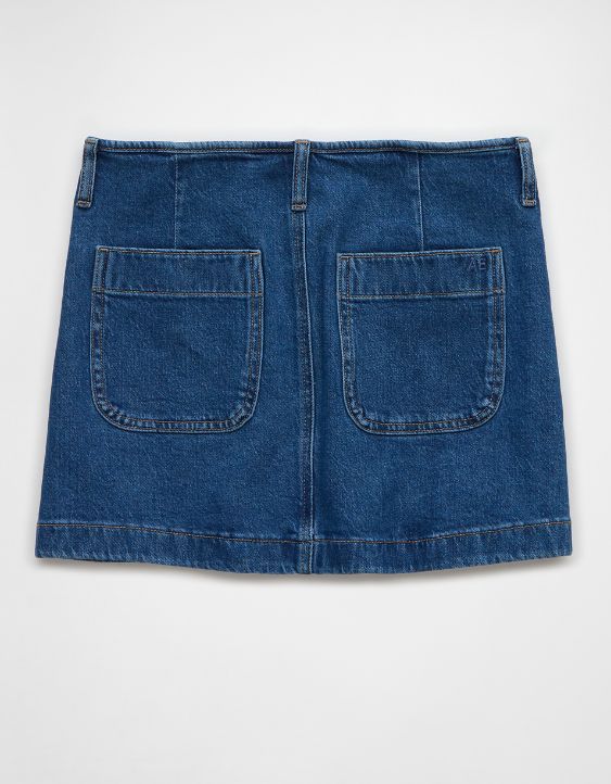 AE Stretch Low-Rise A-Line Denim Mini Skirt