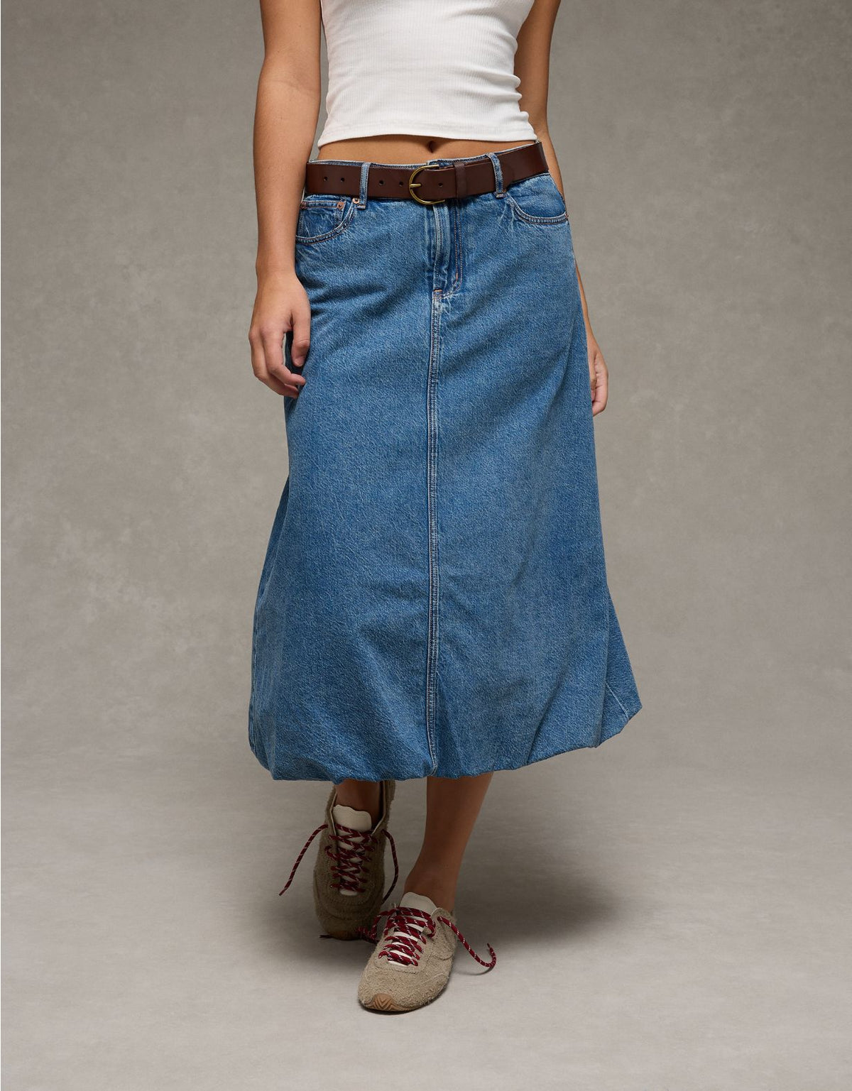 AE High-Waisted Bubble Midi Skirt
