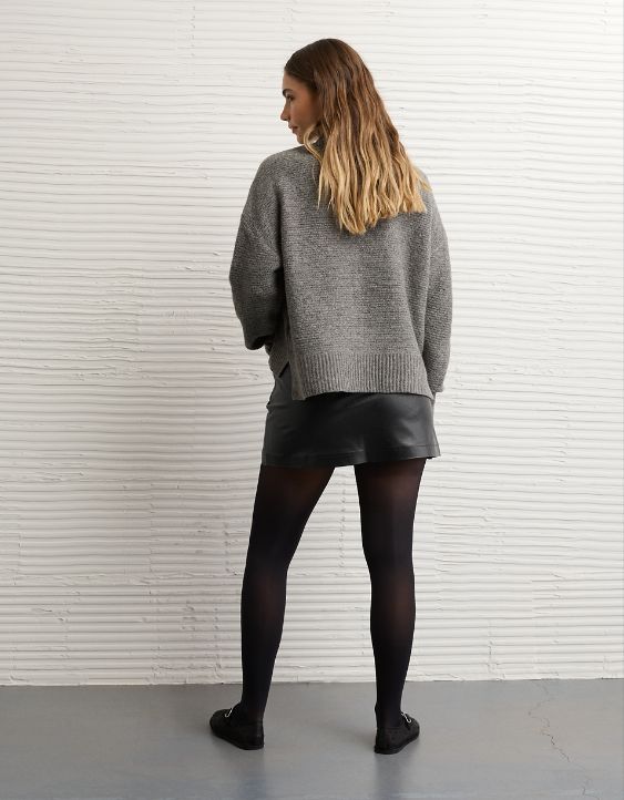 AE Mid-Rise Vegan Leather Skort